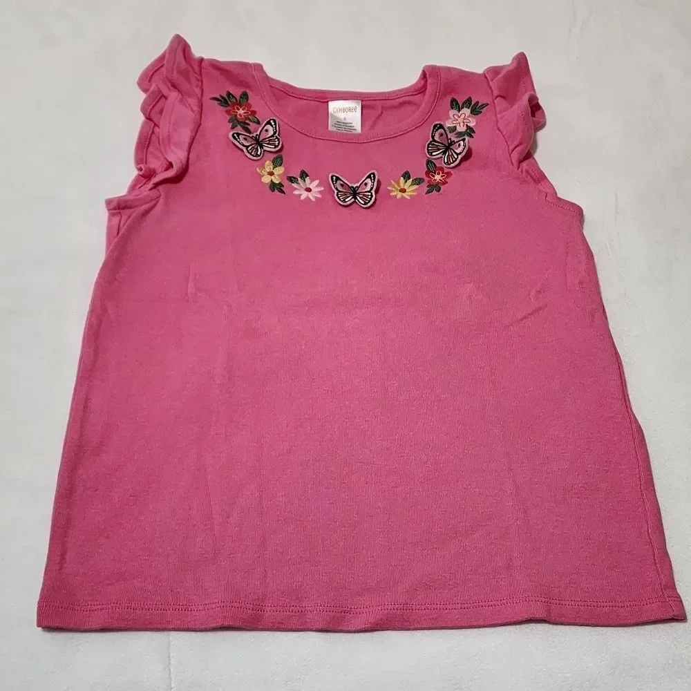 Girls Gymboree 3D Embroidery Magical Monarch Butterfly Tank T-shirt Top Size 8